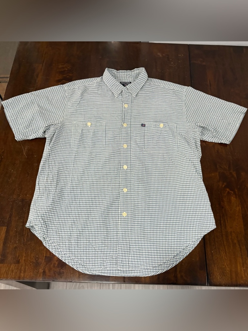 Polo Jeans Co. Ralph Lauren Blue Gingham Short Sleeve Button Up Shirt Size L